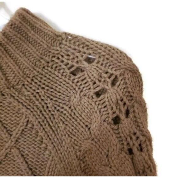J.CREW Mock Neck Cable Knit Olive Brown Cropped Sweater Sz Small - Picture 4 of 7